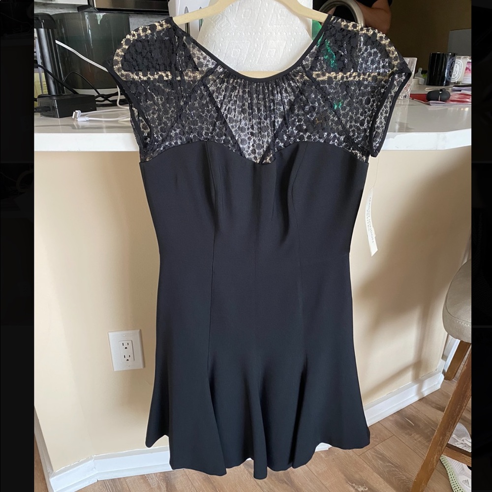 Maggy London black evening dress with lace top-8P